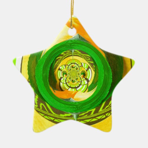 Beautiful Kenyan Yellow Rose Floral Graphic Design Ceramic Ornament