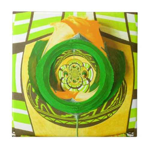 Beautiful Kenyan Yellow Rose Floral Graphic Design Ceramic Tile