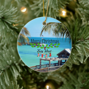 Beautiful Key West Christmas Ceramic Ornament