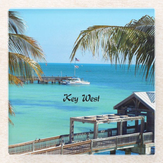 Beautiful Key West Glass Coaster (Front)