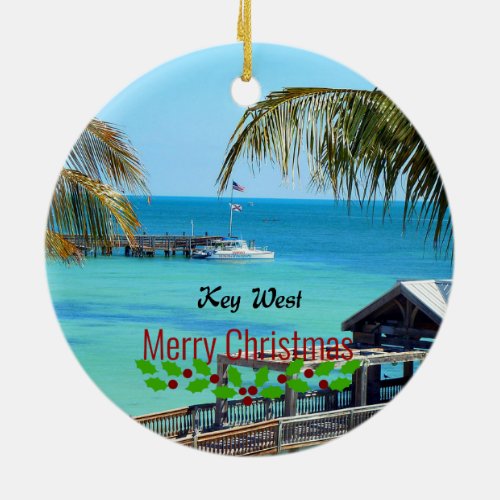 Beautiful Key West _ Merry Christmas Ceramic Ornament