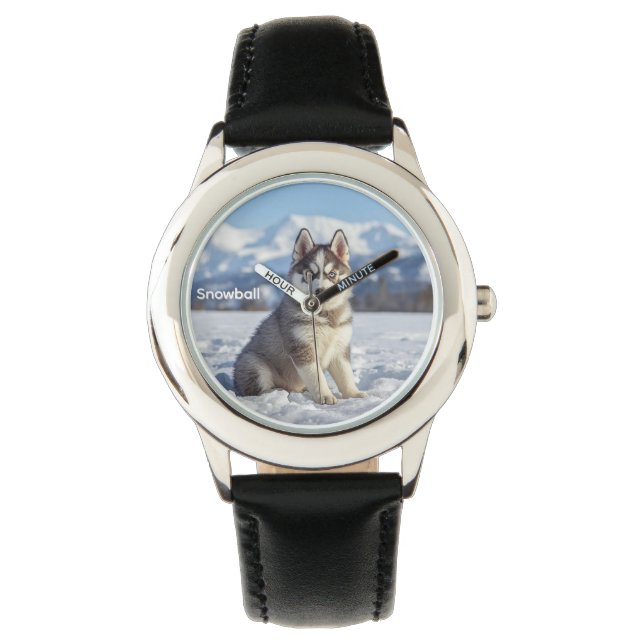 Beautiful Kid's Husky Dog Personalization Watch (Front)