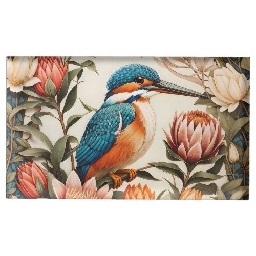 Beautiful Kingfisher and Protea Flowers Place Card Holder