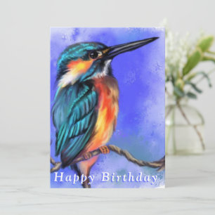 Beautiful Kingfisher Bird Drawing - Happy Birthday