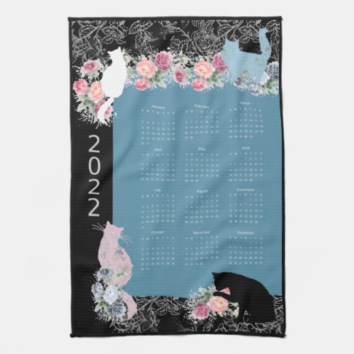 Beautiful Kitty Rose Garden 2022 Calendar Towel