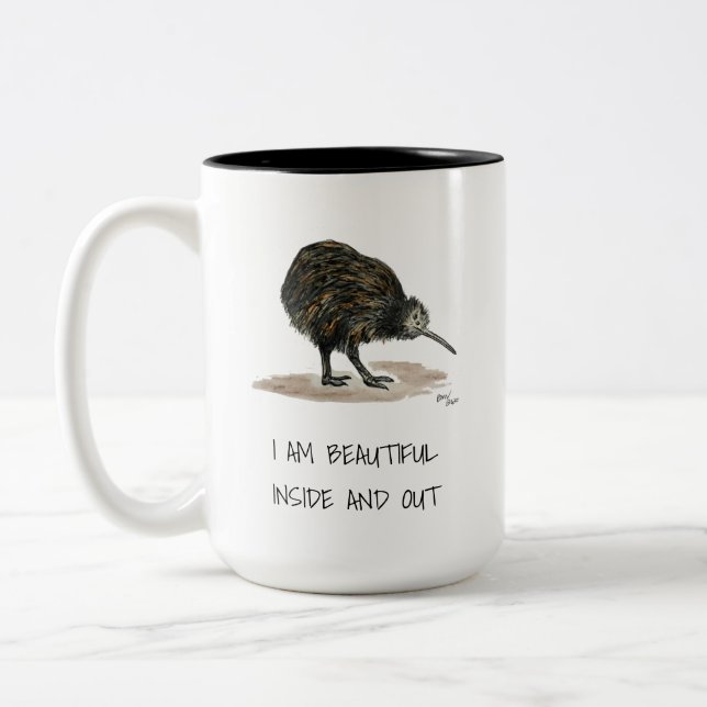 Beautiful Kiwi Affirmations Two-Tone Coffee Mug (Left)