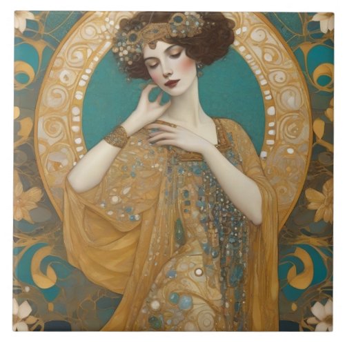 Beautiful Klimt inspired Art Donna of RomeGustav Ceramic Tile