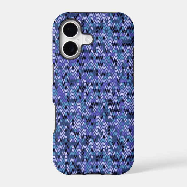 Beautiful , knitting pattern , knitted , blue and  iphone case (Back)