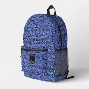 Beautiful , knitting pattern , knitted , blue and printed backpack