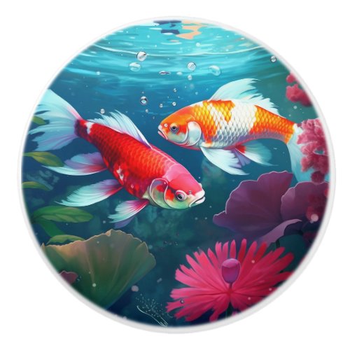 Beautiful Koi Ceramic Knob