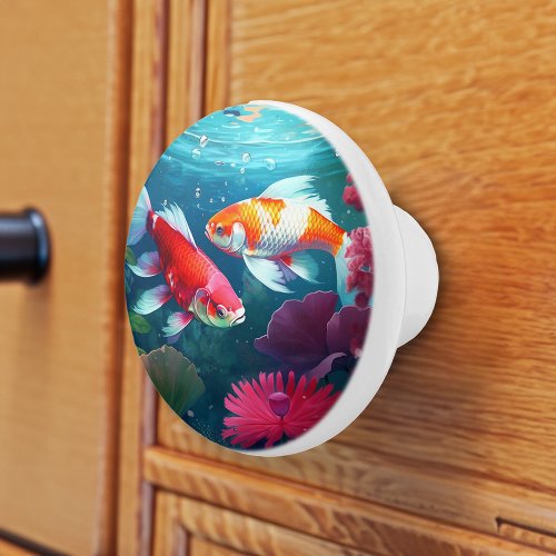 Beautiful Koi Ceramic Knob