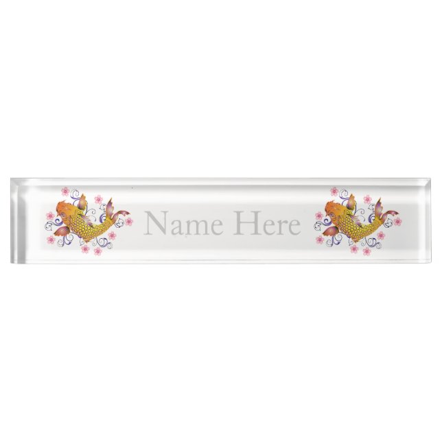 Beautiful Koi Desk Name Plate (Front)