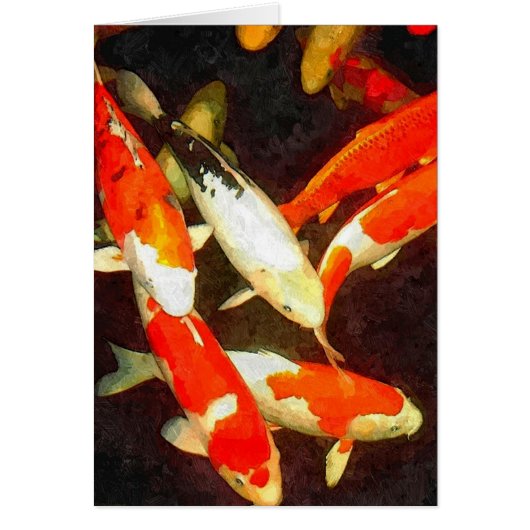 Beautiful Koi Fish In A Pond Cards (Front)