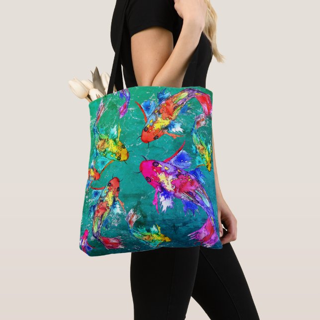 Beautiful Koi Fish Pond Tote Bag (Close Up)