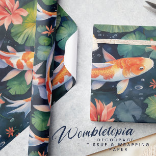 Beautiful Koi in Waterlily Garden Pattern Wrapping Paper