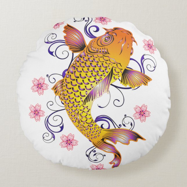 Beautiful Koi Round Pillow (Front)