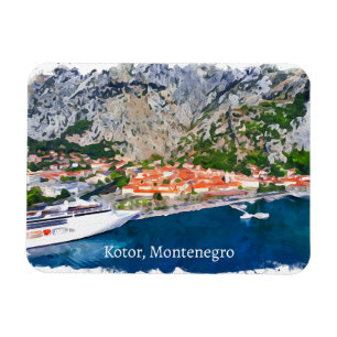 Beautiful Kotor Bay Montenegro Panorama View Magnet