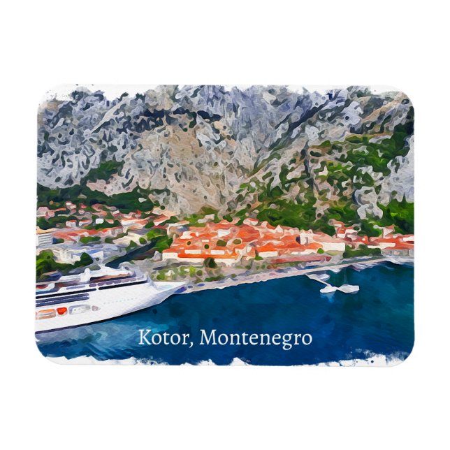 Beautiful Kotor Bay Montenegro Panorama View Magnet (Horizontal)
