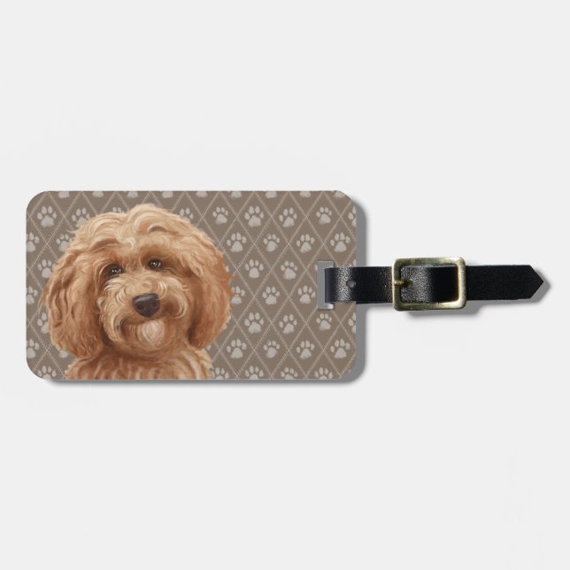 Beautiful Labradoodle Love Dog Paw Painting Print Luggage Tag (Front Horizontal)