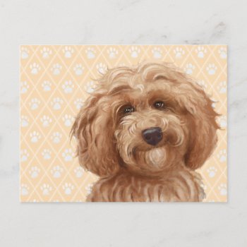 Beautiful Labradoodle Love Dog Paw Painting Print Postcard by LabradoodleLove at Zazzle