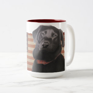 Beautiful Labrador Retriever American Flag Two-Tone Coffee Mug
