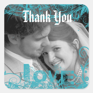 Beautiful Lace Thank You Wedding your photo Square Sticker