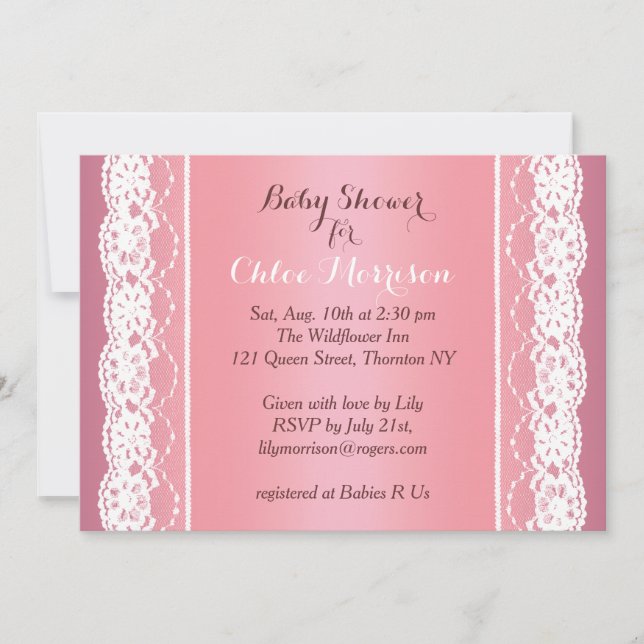 Beautiful Lacy Baby Shower Invitation (Front)