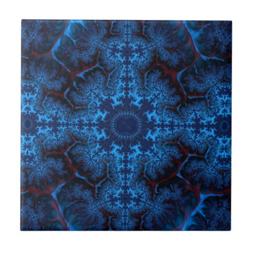 Beautiful Lacy Blue Filigree Fractal Abstract   Th Ceramic Tile