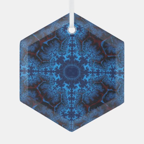 Beautiful Lacy Blue Fractal Abstract Suncatcher Glass Ornament