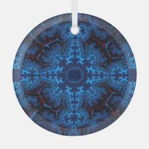 Beautiful Lacy Blue Fractal Abstract Suncatcher Glass Ornament