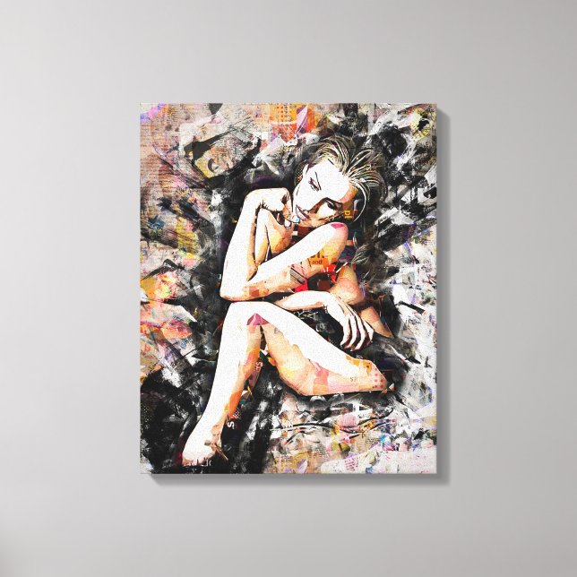 Beautiful Lady Abstract Art Wrapped Canvas Print (Front)