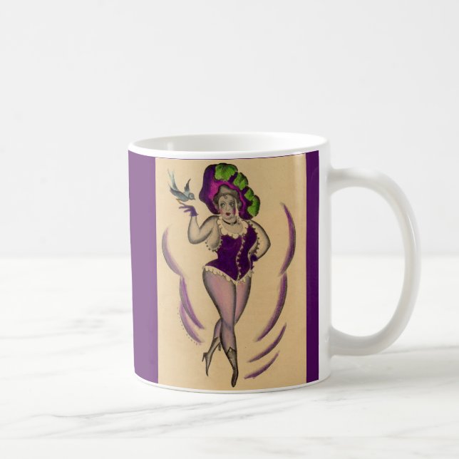 beautiful lady and her trained bird coffee mug (Right)