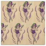 beautiful lady and her trained bird fabric