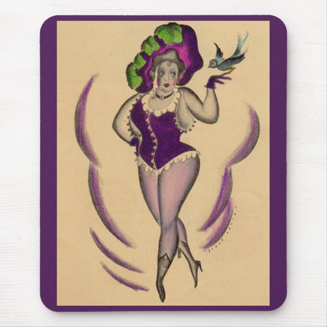 beautiful lady and her trained bird mouse pad (Front)