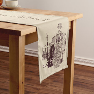 Beautiful Lady drinks tea Short Table Runner