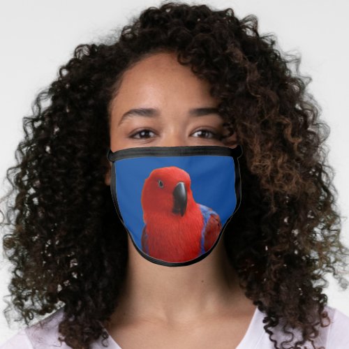 Beautiful Lady in Red Eclectus Parrot Face Mask