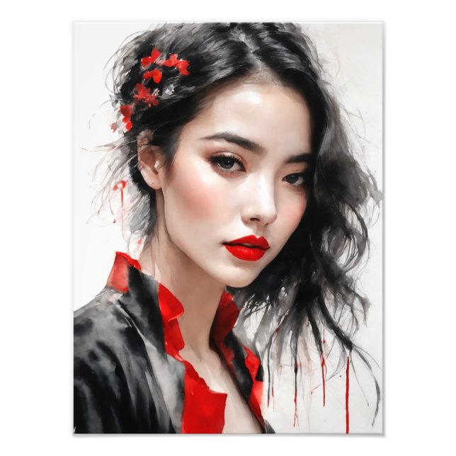 Beautiful Lady Ink Portrait Photo Print (Front)