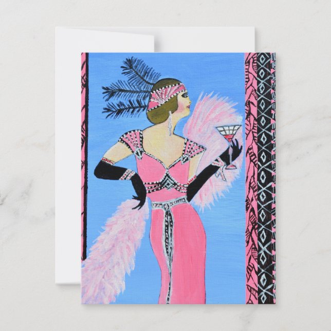 Beautiful lady invitation flat card (Front)