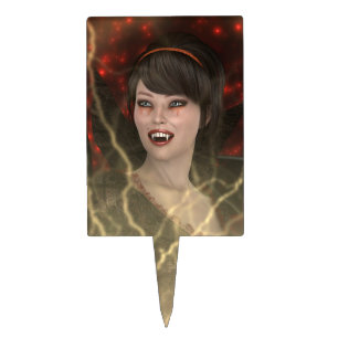 Beautiful Lady Vamp Perfect Halloween Witch Style Cake Topper