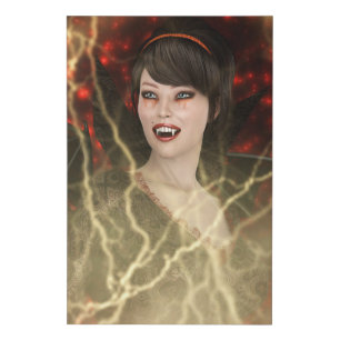 Beautiful Lady Vamp Perfect Halloween Witch Style Faux Canvas Print