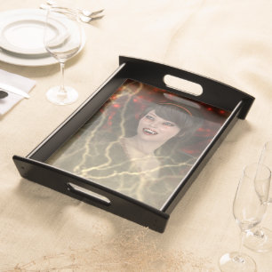 Beautiful Lady Vamp Perfect Halloween Witch Style Serving Tray