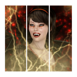 Beautiful Lady Vamp Perfect Halloween Witch Style Triptych