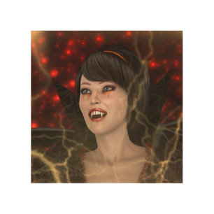 Beautiful Lady Vamp Perfect Halloween Witch Style Wood Wall Art