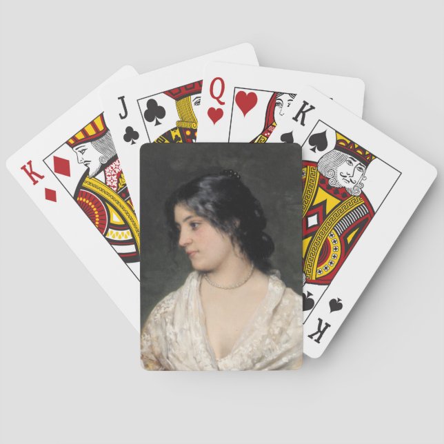 Beautiful Lady with a Pearl Necklace Poker Cards (Back)
