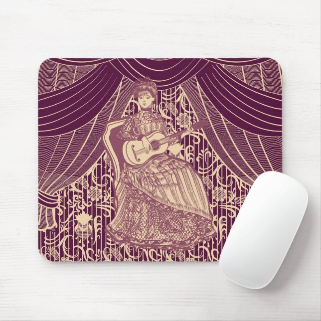 Beautiful lady with guitar mouse pad (With Mouse)