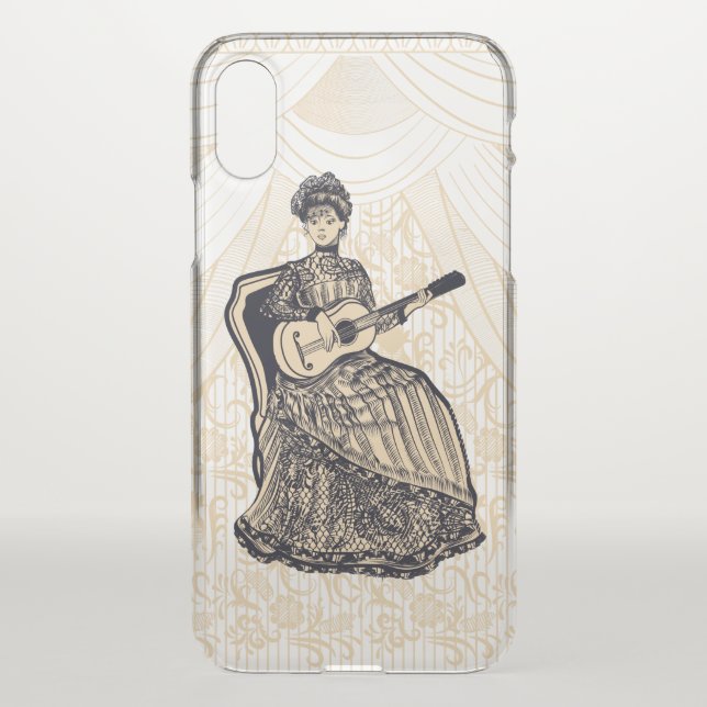 Beautiful lady with guitar uncommon iPhone case (Back)