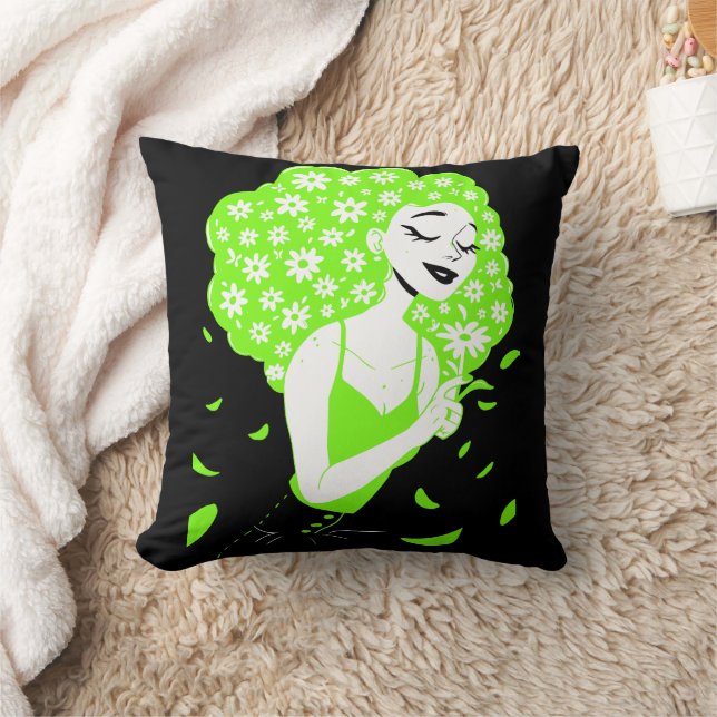 Beautiful lady with roses throw pillow (Blanket)
