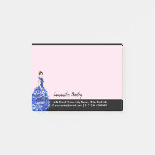 Beautiful Lady with Sparkly Blue Gown Fashion Post-it Notes