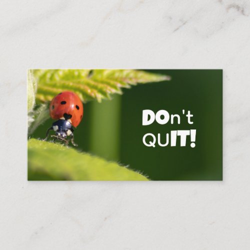 Beautiful ladybug with motivational quote business card