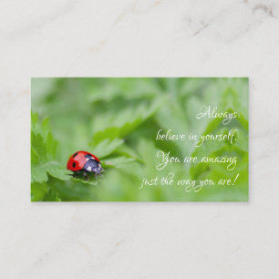 Beautiful ladybug with motivational quote business card
